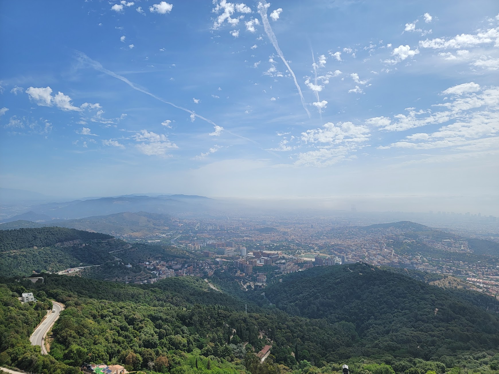 A view of Barcelona from atop a nearby mountain