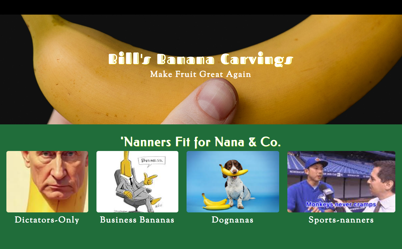 Screenshot of the Bill's Banana Carvings website