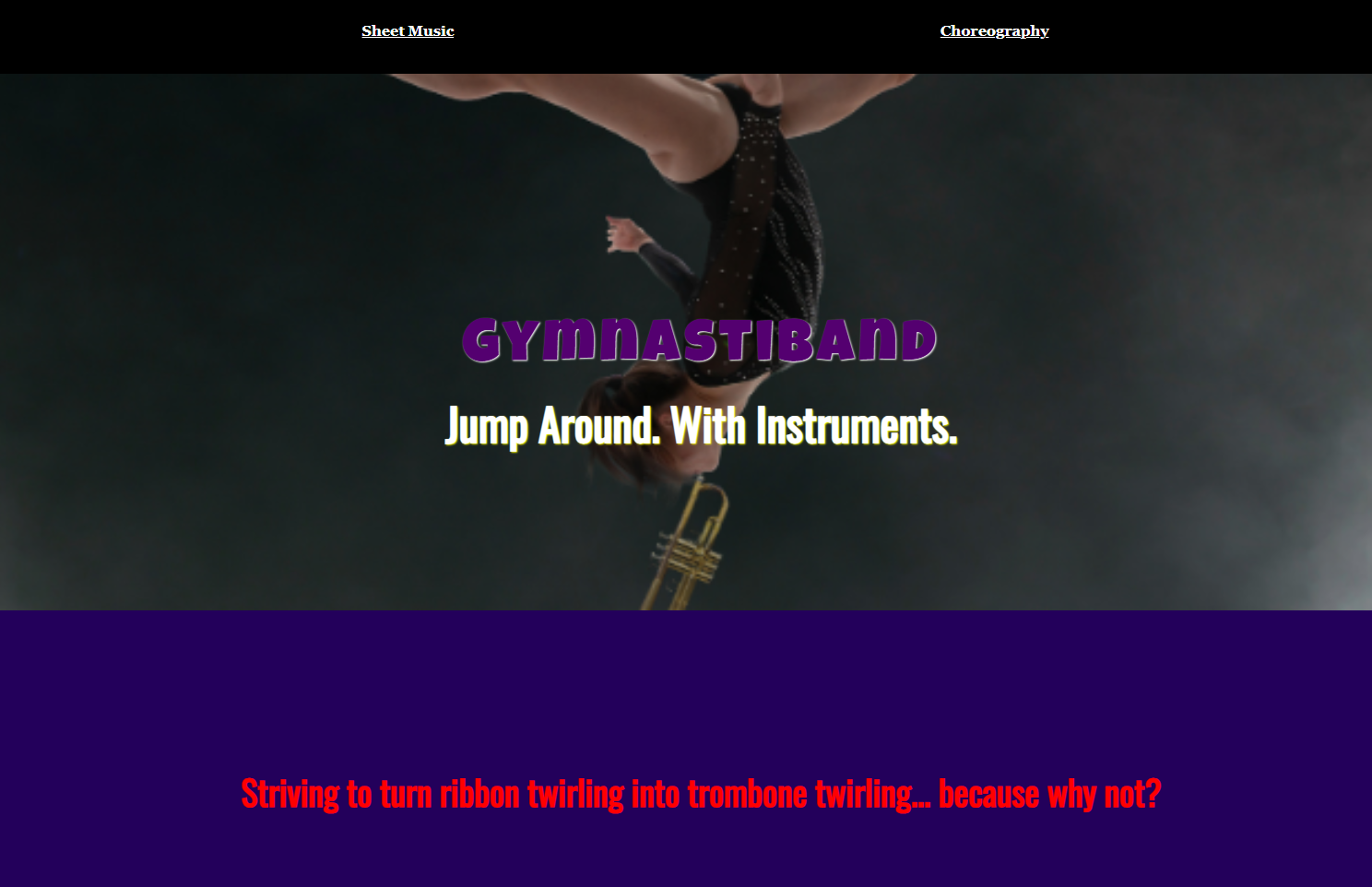 Screenshot of the Gymnastiband website